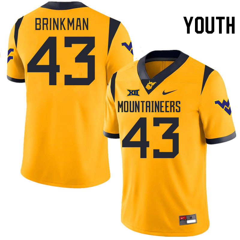 Youth #43 Austin Brinkman West Virginia Mountaineers College 2024 New Uniforms Football Jerseys Stit